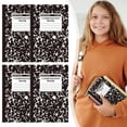 thumbnail image 1 of DLMCUH 4 Pack Wide Ruled Composition Notebook,Marble Hard Cover College Ruled Composition Book,Sewn Binding Journal,30 Sheets/60 Pages,5.5"x8.2" Thick Lined Paper Notebook,Classroom Must Have(Black), 1 of 8