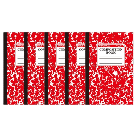 DLMCUH 5 Pack Composition Notebook,Wide Ruled Composition Book,Marble College Ruled Composition Notebooks,5.5"x8.2",Sewn Binding Journal,30 Sheets,Thick Lined Paper Notebook,Classroom Essentials(Red)