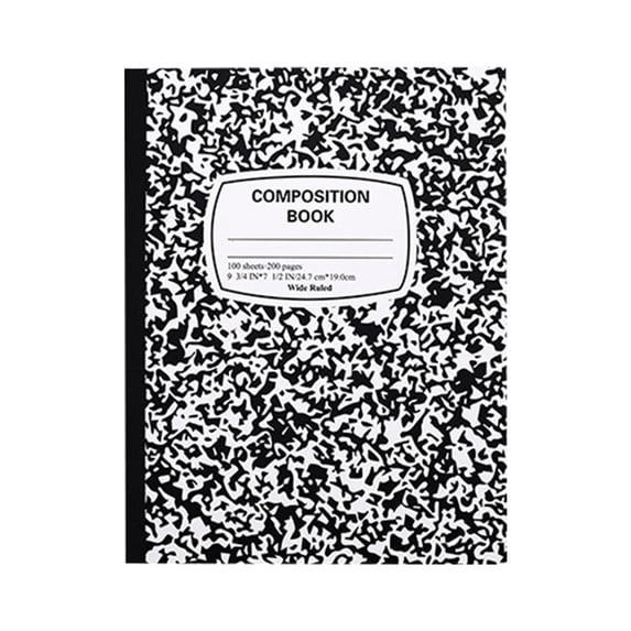 DLMCUH Composition Notebook,200Page/100 Sheets,Wide Ruled Composition Notebooks Marble Cover,9.7x7.5in,Sewn Binding,Classroom Must Have(Black)