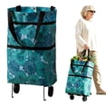 thumbnail image 1 of DLMCUH Foldable 2-in-1 Shopping Bag with Wheels, 23L Expandable Grocery Cart, Detachable Silent Wheels, Reusable Shoulder Tote for Supermarket, Travel & Errands(Blue), 1 of 7