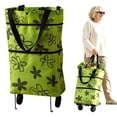 thumbnail image 1 of DLMCUH Foldable 2-in-1 Shopping Bag with Wheels, 23L Expandable Grocery Cart, Detachable Silent Wheels, Reusable Shoulder Tote for Supermarket, Travel & Errands(Green), 1 of 8