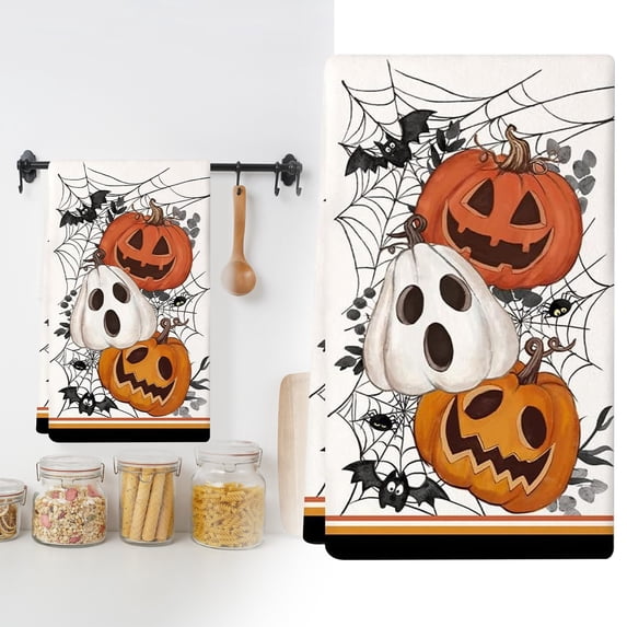 DLMCUH Halloween Hand Towels,Soft Absorbent Decorative Towels for Kitchen,Bathroom and Home Holiday Decoration