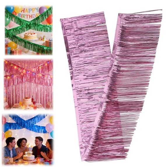 DLMCUH Purple Foil Fringe Garland - 10Ft Sparkly Metallic Tinsel Streamers Wall Hanging Fringe Banner for Car Floats Halloween Wedding Birthday Party Easter Decorations(D)