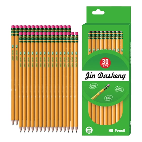 DLMCUH Wood Pencils, Unsharpened, 30 Count ,Pre Sharpened Pencils #2 Yellow 0.3 Mm Lead HB Pencil with Clean Eraser,Classroom Essentials