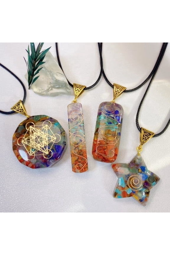 7 Chakra Healing Crystal Necklace - Hex Style