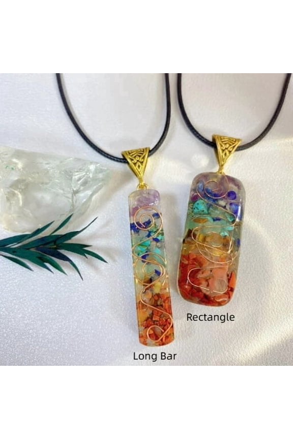 7 Chakra Healing Crystal Necklace - Long Bar Style