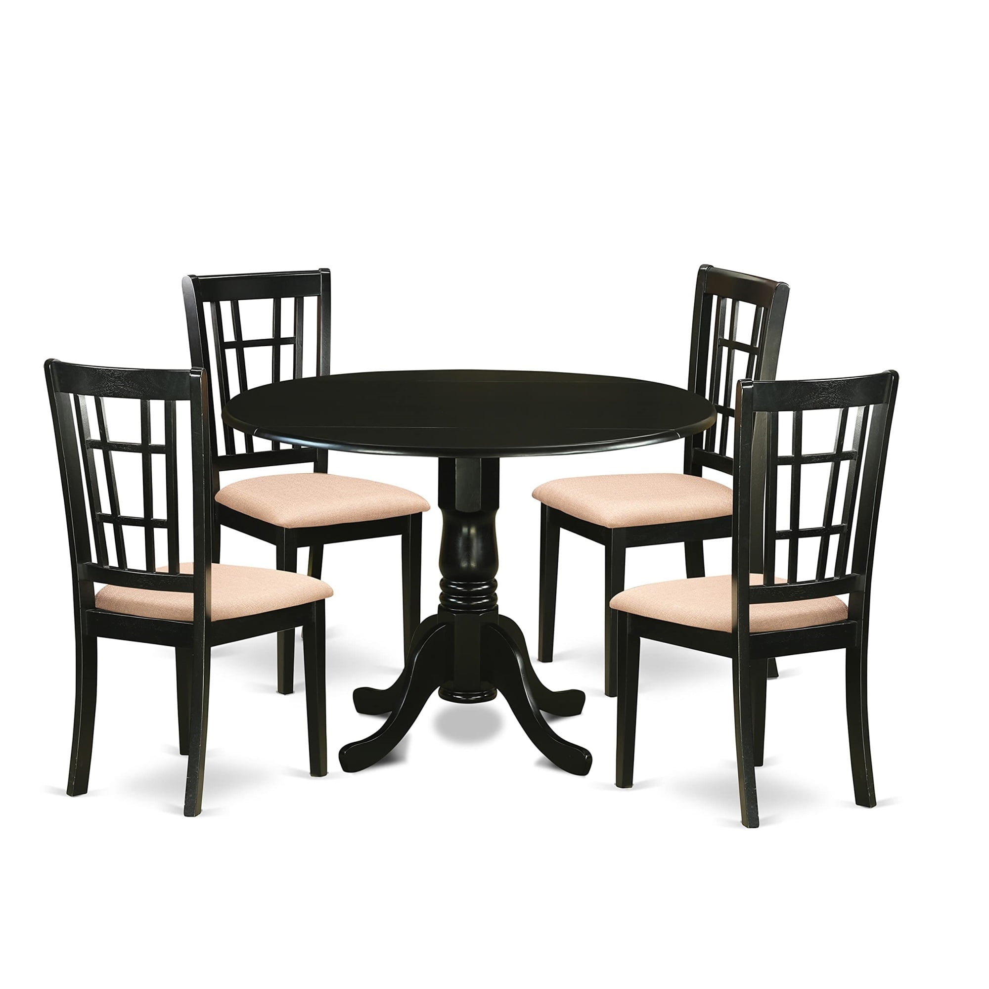 DLNI5-BLK-C Dining Room Set, 5-Piece Modern Round Table with Dropleaf ...