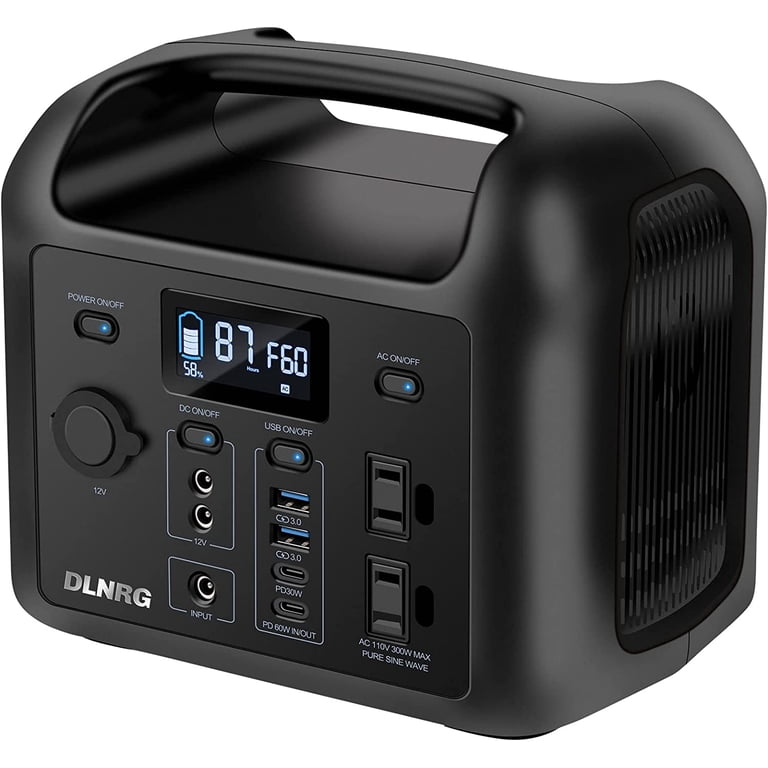 DLNRG BLACK R300 299Wh Portable Power Station, Pure Sine Wave Solar  Generator, Battery Pack, Emergency Power Station with 110V/300W 2 AC  Outlets, PD ...