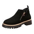 DLONGLI Ankle Boots Women Side Zipper Chunky Block Heel Booties Fall ...