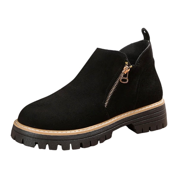DLONGLI Ankle Boots Women Side Zipper Chunky Block Heel Booties Fall ...