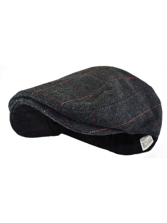 Ivy Flat Cap for Men,Men's Classic Herringbone Tweed Wool Blend Newsboy Hat,Check Cabbie Hat for Daily Casual Wear
