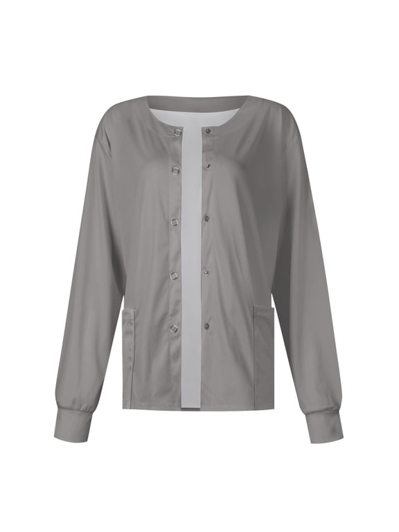 Scrub Top for Women Nurse Long Sleeve Tops Plus Size Scrubs Medical Work Uniform Blouse with Pocket