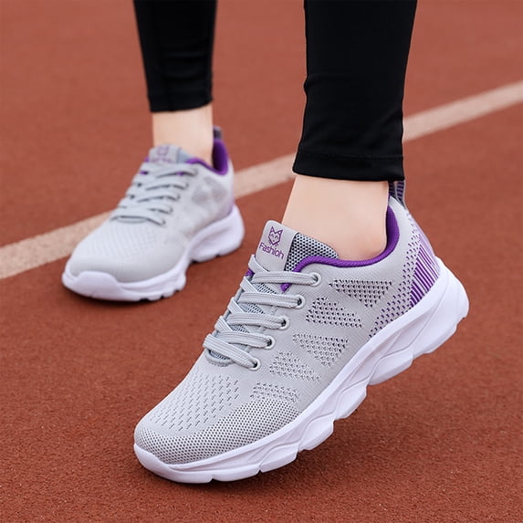 DLONGLI Women's Breathable Mesh Lace Up Athletic Sneakers, Non Slip Lightweight Walking Shoes
