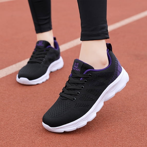 DLONGLI Women's Breathable Mesh Lace Up Athletic Sneakers, Non Slip Lightweight Walking Shoes