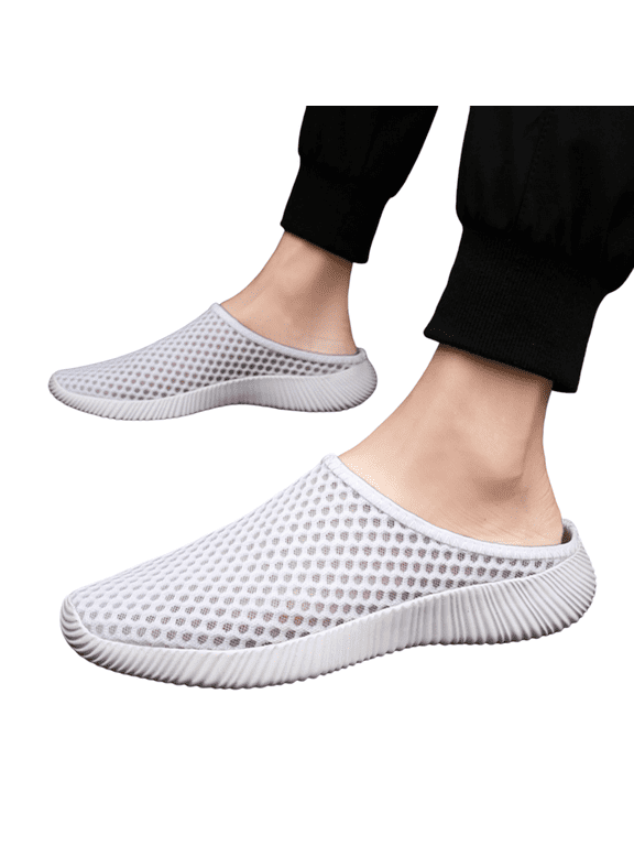 Women's Mesh Backless Mule Slides, Non Slip Casual Clogs, Lightweight Walking Shoes Wide Width Available for Work Errands