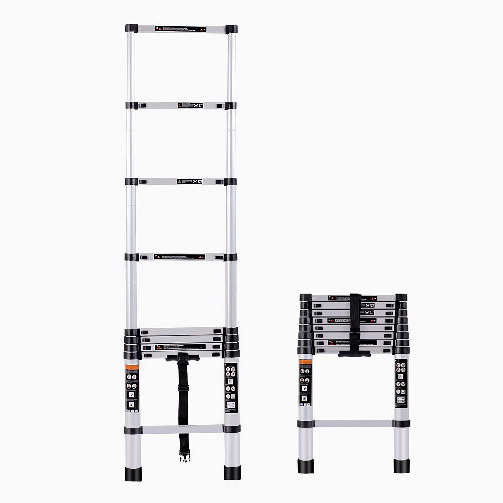 Ladder Outside Collapsible Extension Ladder 12.5 FT Telescoping Ladder - Aluminum For ...