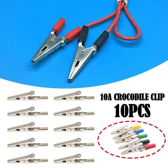 DLQT 10pcs 1009 Iron Nickel 10a Alligator Clip Single Handle 027 Large Connector 4mm Jack Anti-Static Accessories Wiring Clip