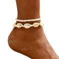 thumbnail image 1 of DLQT Af199-032pcs Summer Beach Natural Shell Anklet Bohemian Colorful Beads Layered Chain Anklet, 1 of 7