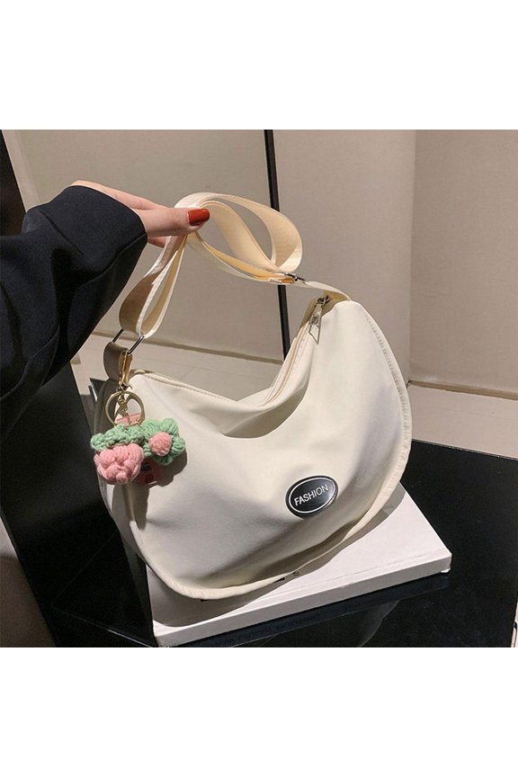 DLQT Black Personality Simple Dumpling Bag Fashionable Large Capacity Student Versatile Daily Shopping Korean Version Women'S Shoulder Messenger Bag