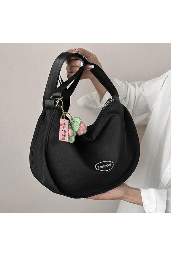 Black Personality Simple Dumpling Bag Fashionable Large Capacity Student Versatile Daily Shopping Korean Version Women'S Shoulder Messenger Bag