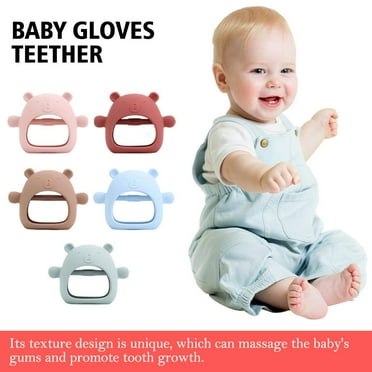 DLQT Blue Bear Teething Gel Baby Soothing Toy Baby Teething Stick Boilable Silicone Anti-Sucking Hand Artifact