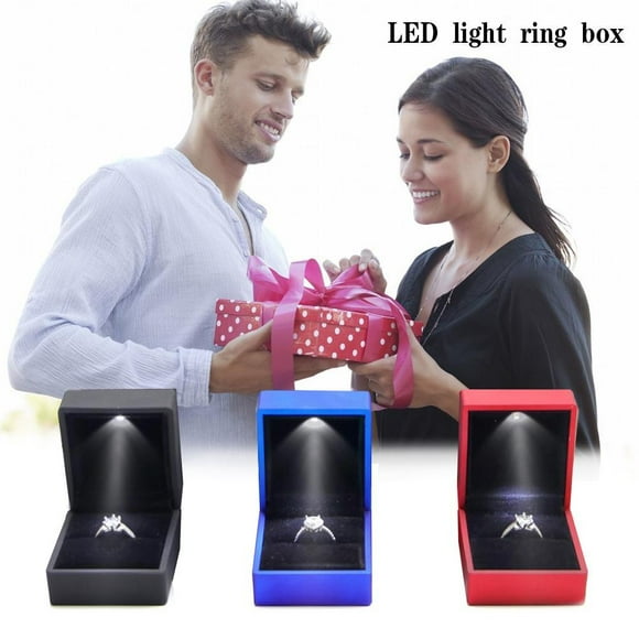 DLQT Blue Light Box Ring Box Led Light Jewelry Box