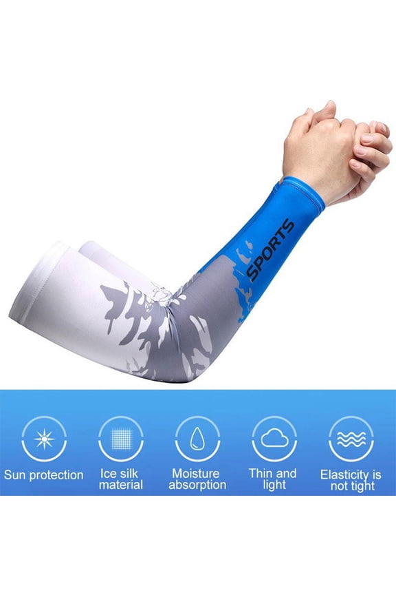 DLQT Blue Meteor Xl Summer Thin Men And Women Ice Silk Sleeves Printed Ice Sleeves Anti-Ultraviolet Sun Protection Outdoor Driving And Cycling Arm Protection Sleeves