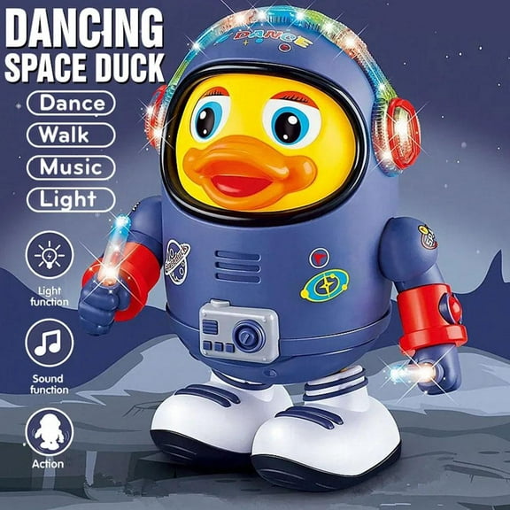 DLQT Cute Space Duck (Self-Provided Battery) Dancing Space Duck Children'S Electric Dancing Panda Robot Light Music Toy