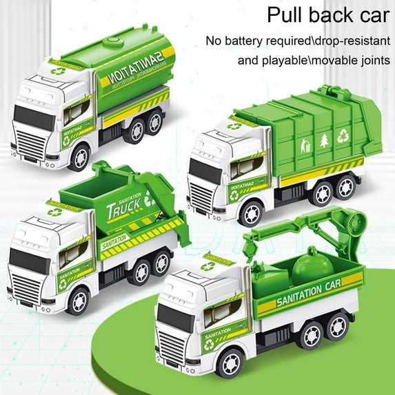 DLQT Green Series Random One Pull Back Engineering Car Mini Inertia Children'S Educational Toy
