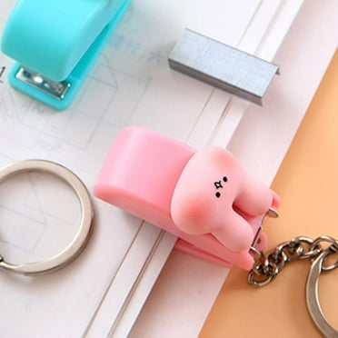 DLQT No. 10 Stapler Portable Cute Cartoon Mini Small Stapler Creative Student Office Small Stapler With Keychain
