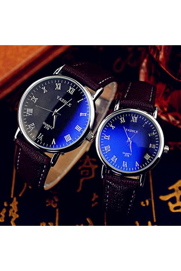 White Face Brown Strap Simple Men'S Watch