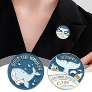 RUICHENYANGRUN DLQT Xz4693 Whale Animal Cute Brooch Whale Illegal Bucket Juggling Badge Clothing Accessories Pin Metal Badge Brooch