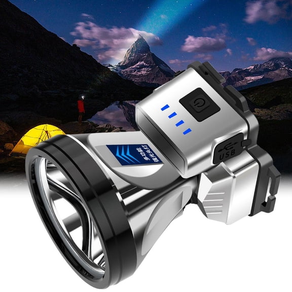 DLQT (Yellow Light + Color Box Complete Set) Led Strong Light Headlight Super Bright Rechargeable Head-Mounted Flashlight Night Fishing Home Work Mining Lamp Outdoor Long-Range