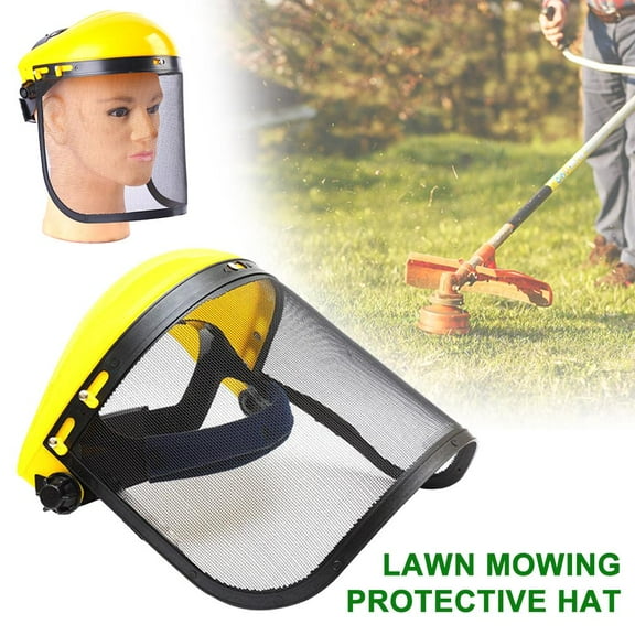 DLQT Yellow Top Mowing Hat Mowing Hat Garden Wire Mesh Protective Mask Lawn Mower Lawn Mower Face Screen Chain Saw Protective Hat