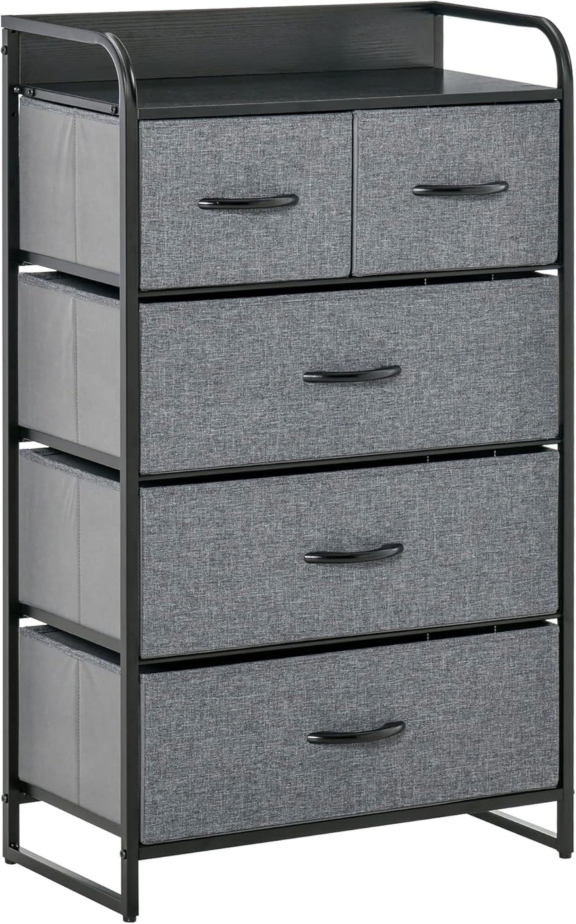 DLQZ 5-Drawer Fabric Dresser Tower, 4-Tier Storage Organizer with Steel ...