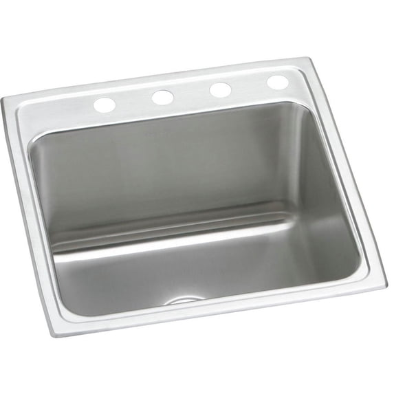 DLR2222123 Gourmet Lustertone Stainless Steel Single Bowl Top Mount Sink with 3 Faucet Holes