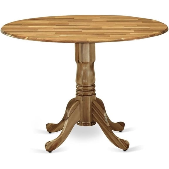 DLT-ANA-TP Dublin Modern Dining Table - a Round Kitchen Table Top with Dropleaf & Pedestal Base, 42x42 Inch, Natural