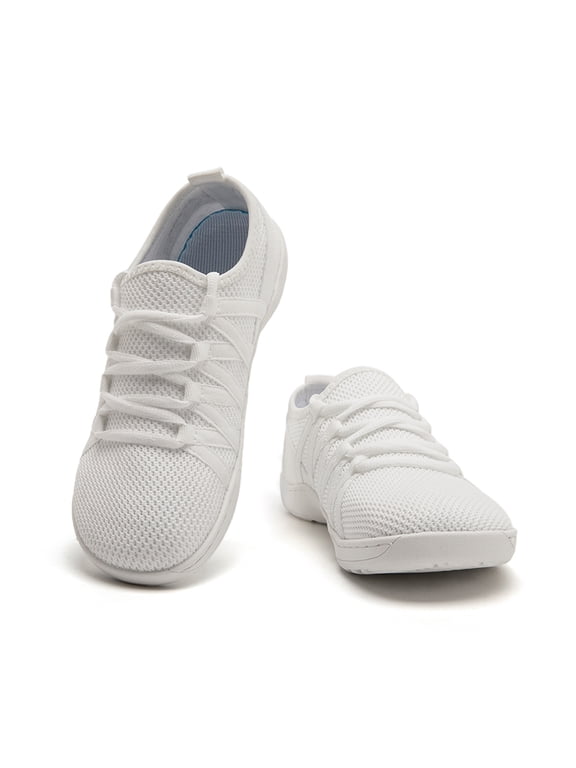 Breathable Knit Sneakers for Women - Lightweight Lace-Up Comfort Shoes for Daily Walking & Casual Wear(white,5.5)