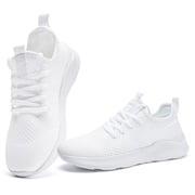 DLWKIPV Knit Lace-Up Sneakers, Lightweight Breathable Mesh Walking Shoes, Non-Slip Comfort Casual Athletic Shoes for Daily Wear