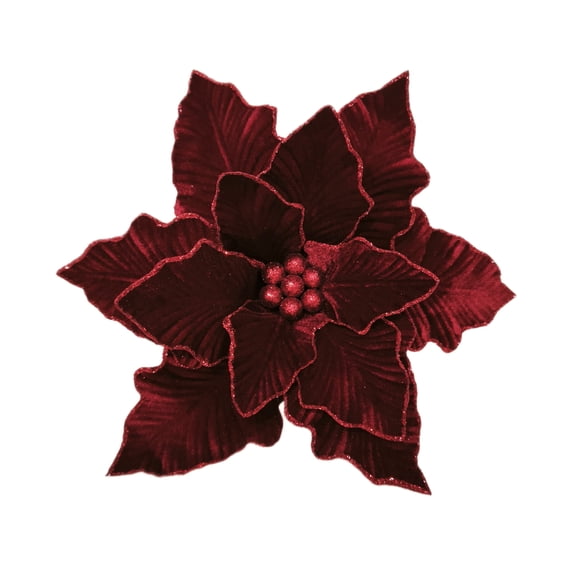 Deluxe Burgundy Poinsettia Christmas Clip Ornament, 11.5", by Holiday Time