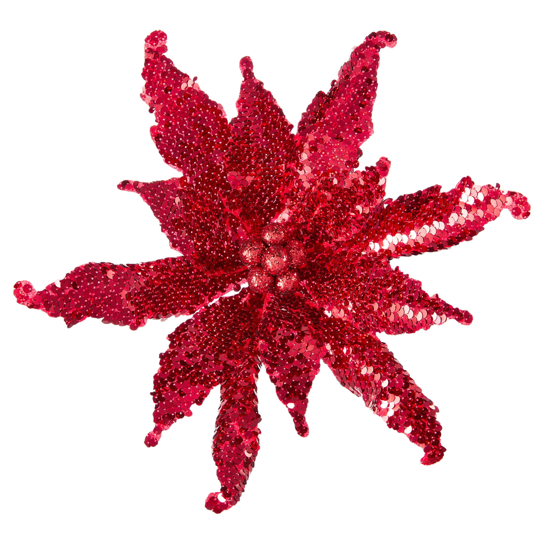 Red Sequin Poinsettia Christmas Clip Ornament, 12", by Holiday Time