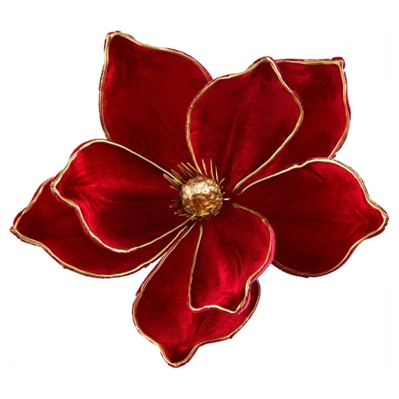 Red and Gold Magnolia Christmas Clip Ornament, 4.5", by Holiday Time