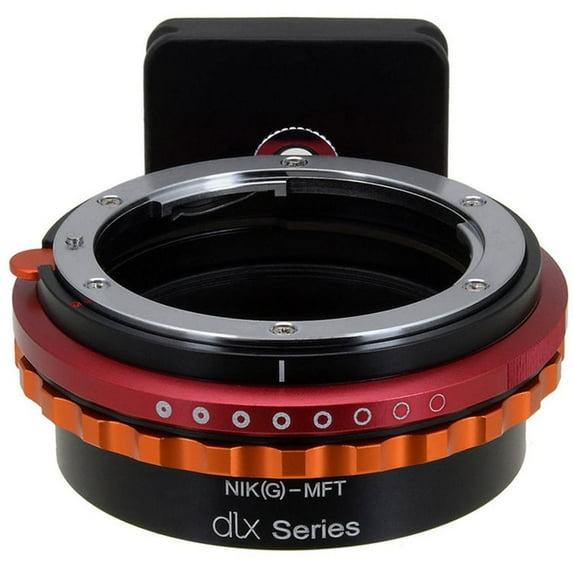 DLX Series Nikon NIKKOR F G-Type D/SLR Lens to Micro Four Thirds (MFT, M4/3) Mirrorless Camera Body Mount Adapter with Long-Throw De-Clicked Aperture Control