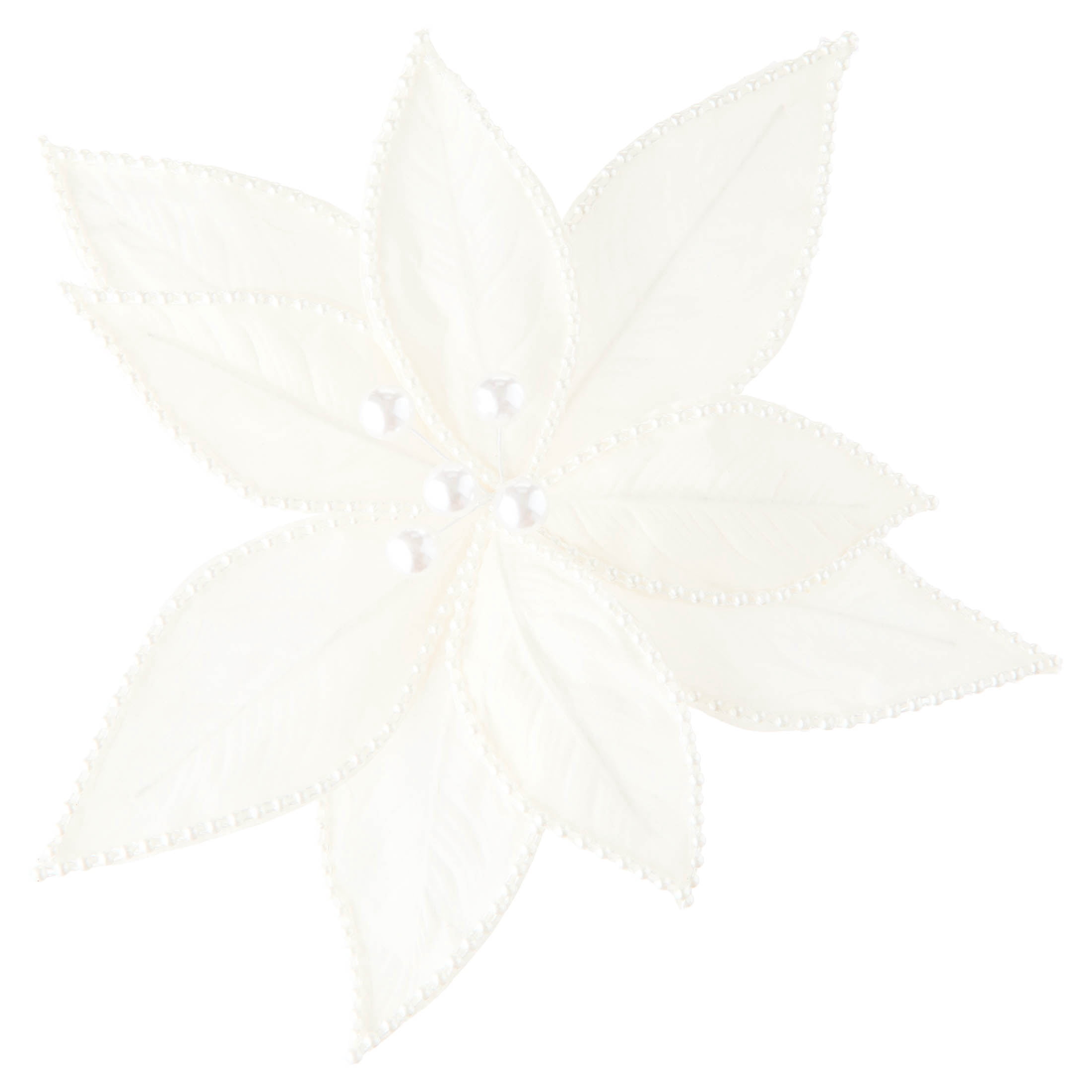 White Pearl Poinsettia Christmas Clip Ornament, 12", by Holiday Time