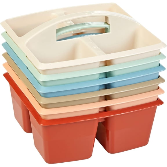 DLYone 6-Pack Boho 4-Compartment Classroom Caddies - Stackable Organizer for Student Supplies