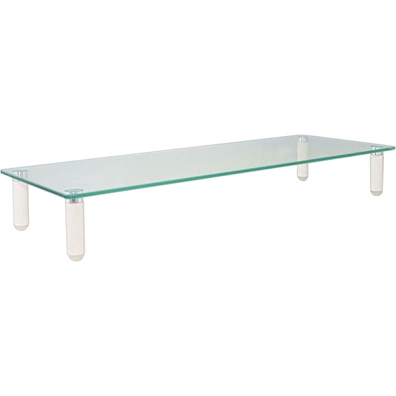 DLYone Clear Glass Monitor Riser, 22" W x 8.25" D x 3.25" H, 5mm Tempered Glass Platform, 40-Pound Capacity, MS370