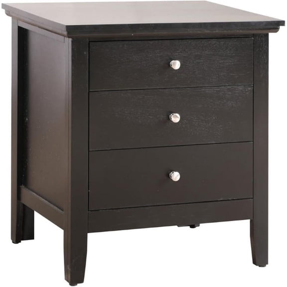 DLYone Hammond 3-Drawer Nightstand, Black - Fully Assembled, Dovetailed Drawers, Nickel Hardware