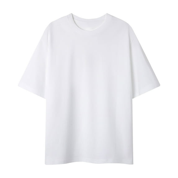 DLfVUB Basic T-Shirts for Men Short Sleeve Crew Neck Tee Shirts Cotton Solid Color T-Shirt Summer Casual Running Workout Sports Breathable Tops White L