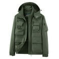 thumbnail image 1 of DLfVUB Cargo Jacket for Men Casual Outdoor Fall Winter Hooded Jackets with Multiple Pockets Cargo Coat Zipper Long Sleeve Loose Fit Outwear Army Green XXL, 1 of 8
