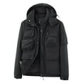 thumbnail image 1 of DLfVUB Cargo Jacket for Men Casual Outdoor Fall Winter Hooded Jackets with Multiple Pockets Cargo Coat Zipper Long Sleeve Loose Fit Outwear Black M, 1 of 6